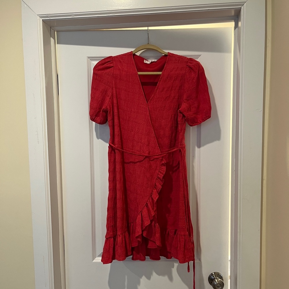 Mango Textured Ruffled Wrap Dress, EUC - Picture 3 of 3